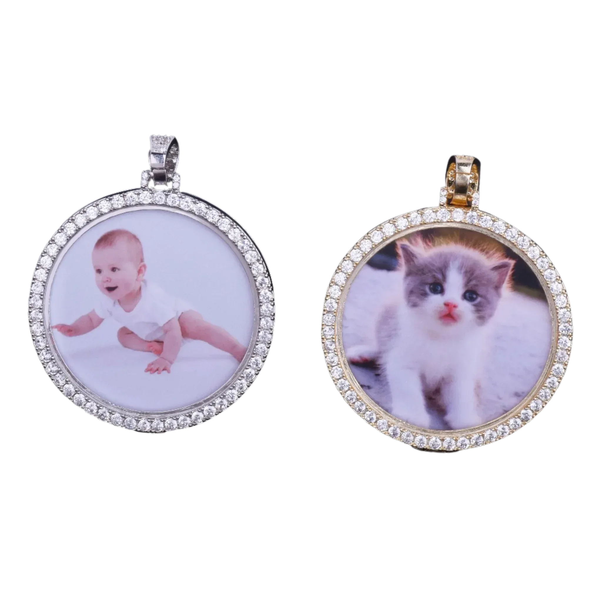 Round Tennis-Style Custom Photo Pendant Necklace – Iced Out Hip Hop Jewelry - CaratixJewelry